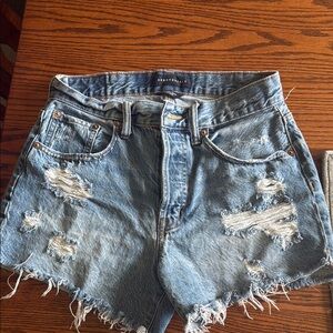 Aeropostale Blue Jean Shorts Distressed Frayed Hem